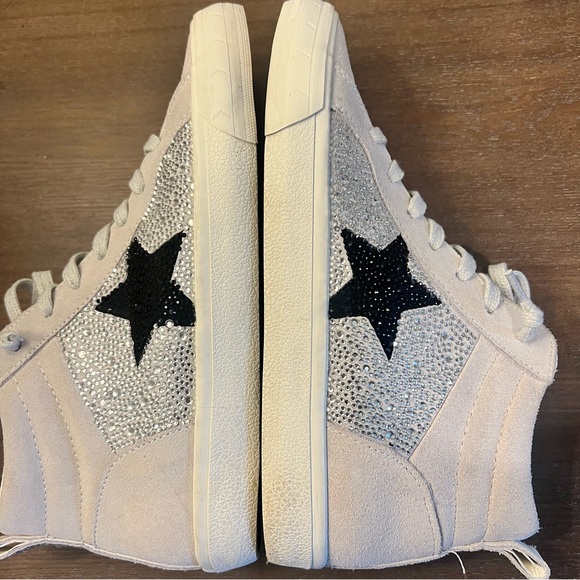 SOLD VINTAGE HAVANA Womens Rhinestone Hightop Sneakers Shoes Casual Grey - Picture 11 of 15